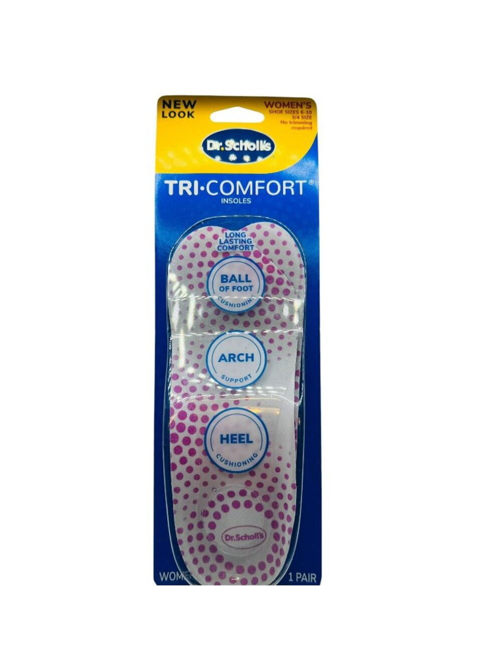 Dr. Scholls Womens Tri-Comfort Insoles For Shoe Sizes 6-10 3/4 Length Arch Suppo